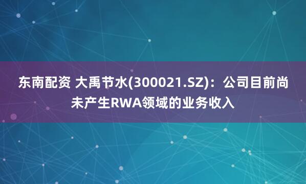 东南配资 大禹节水(300021.SZ)：公司目前尚未产生RWA领域的业务收入