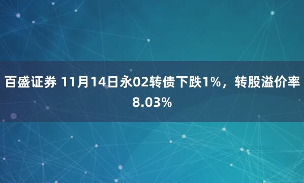 百盛证券 11月14日永02转债下跌1%，转股溢价率8.03%